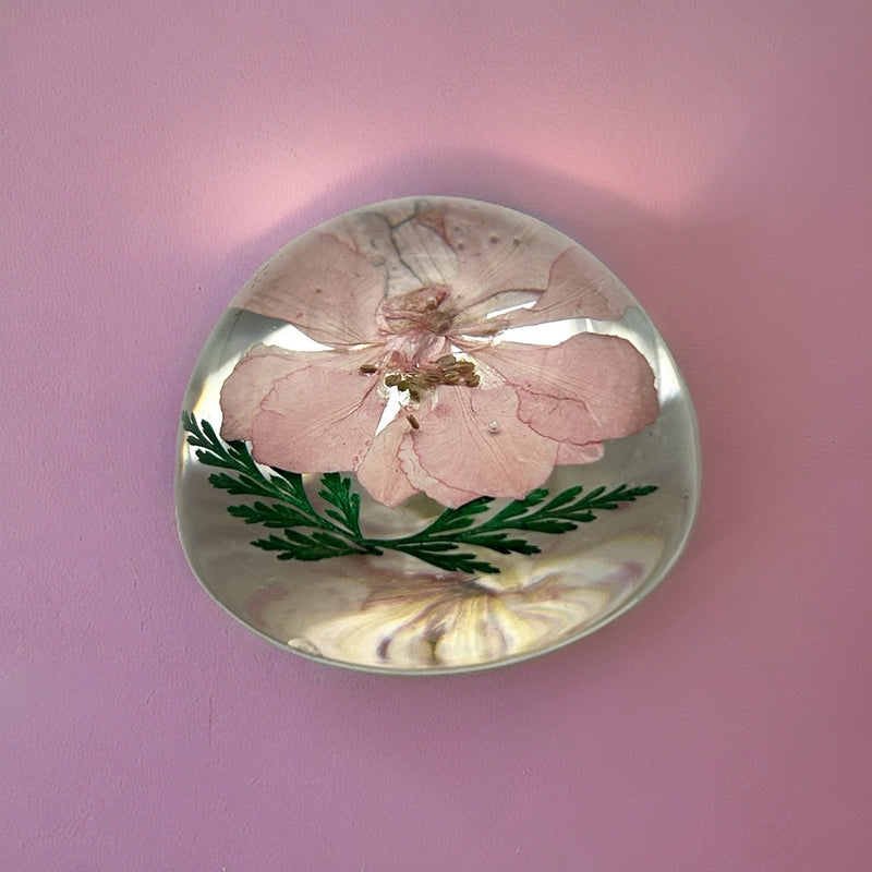 Pink Rose Crystal Bloom Paperweight